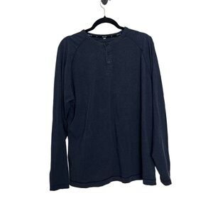 Public Rec Navy Blue Pima Cotton Long Sleeve 3Button‎ Henley Shirt Extra Large